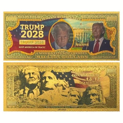 Präsident Donald Trump,Fake-Banknote, Trump 2028,Goldfolie Schein, Sammlerobjekt