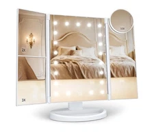 Luxury Makeup Mirror Vanity with Lights 2X 3X 10X Magnification Touch Control