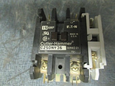 CUTLER-HAMMER CARRIER CONTACTOR C25DNY36 HN52AB254A 600V 5HP 15A COIL: 104-120V
