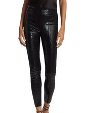 Alice + Olivia Classics Maddox Croc Embossed Blk Leather Legging Pants Sz 6 NWT