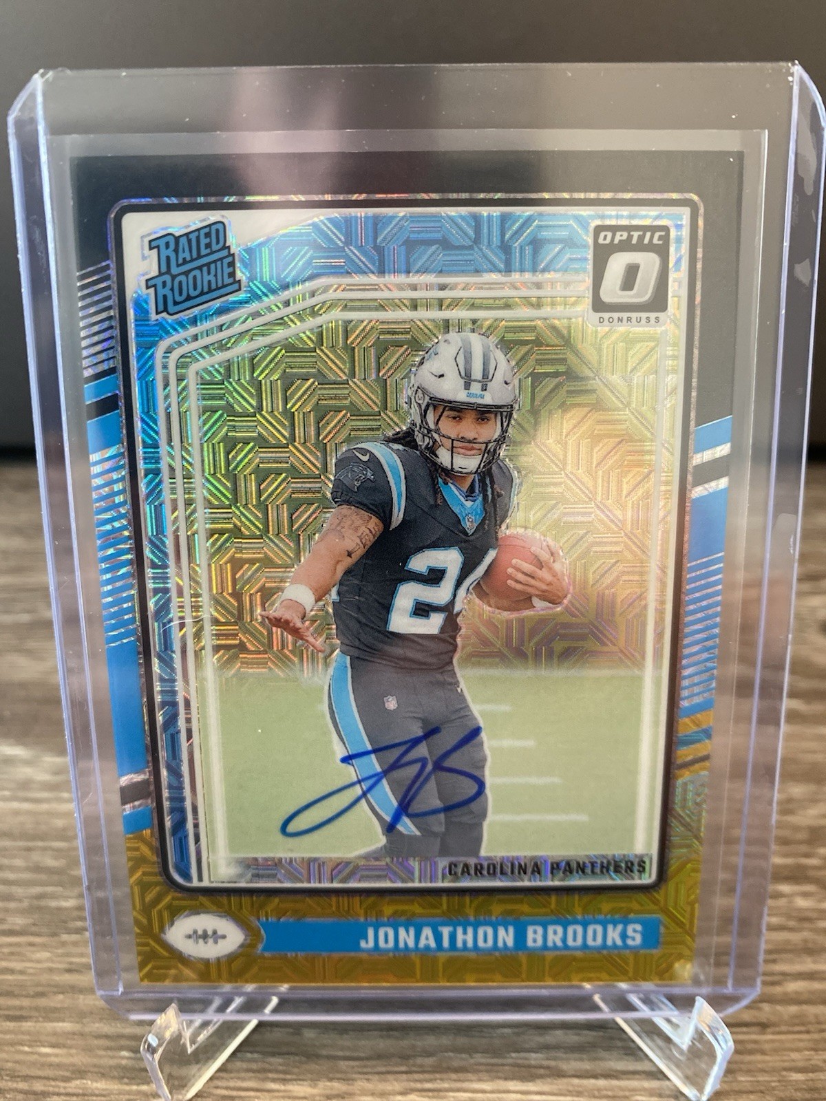2024 Donruss Optic Rated Rookie Jonathon Brooks #258 Black Gold Prizm Auto /60