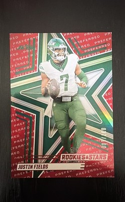 2025 Panini Rookies & Stars Justin Fields Red Preferred 037/100 Jets 
