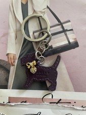 Radley Dark Purple Leather Dog Tag / Bag Charm / Key Ring.