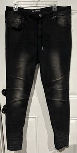 Hyper Denim Men's Black Skinny Jeans Size 34 Slim Fit Mid Rise Drawstring