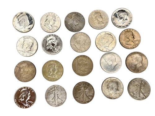 90% Silver Half Dollars Roll of 20, $10 Face Value Kennedy Franklin proofs more