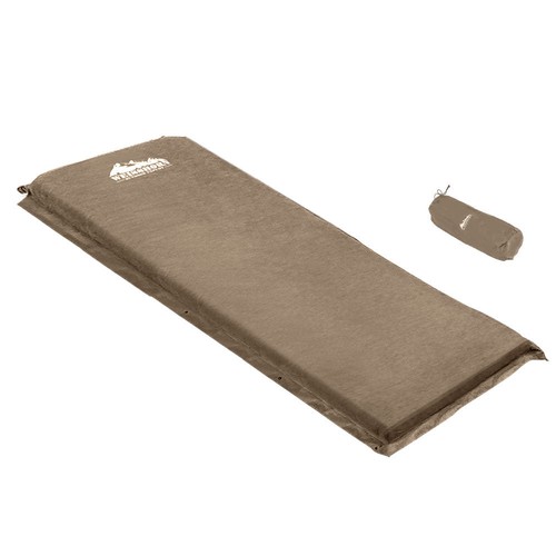 Weisshorn Self Inflating Mattress Camping Sleeping Mat Air Bed Single Coffee - Picture 1 of 8