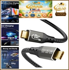 USB C Cable 6.6FT 20Gbps 8K 240W USB C to USB C Monitor Display Data Fast