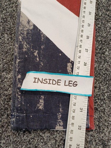 Religion Roxy Jeans Women W32 L32 Blue Skinny Union Jack Zip Fly - Picture 8 of 16