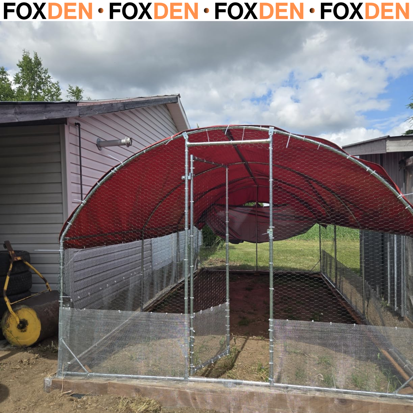 Pawhut Silver Walk In Chicken Run Galvanised Chicken Coop Hen Poultry House Cage Pet Playpen Garden With Water-Resist Covers - Image 2