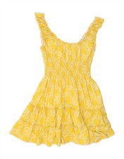URBAN OUTFITTERS Womens Off Shoulder Dress UK 6 XS Yellow Floral AD11