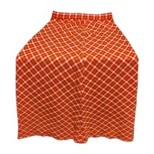 Vintage 1960s Handmade Orange Plaid A-Line Maxi Skirt Olive Green/White