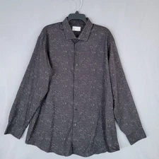 Perry Ellis Portfolio Men's Casual Button-Down Shirt Black XL Slim Fit