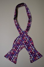 Lloyd Attree & Smith brown silk self tie bow tie with colorful spotted print
