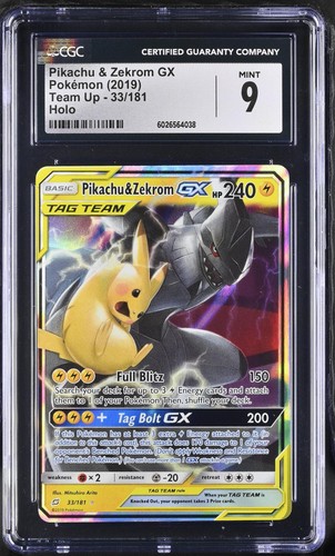 Pikachu & Zekrom-GX graded CGC 9 for sale on eBay
