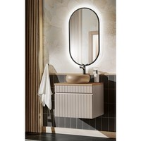 Waschplatz Waschtischunterschrank Led Spiegel Kaschmir Eiche Aufsatzwaschbecken
