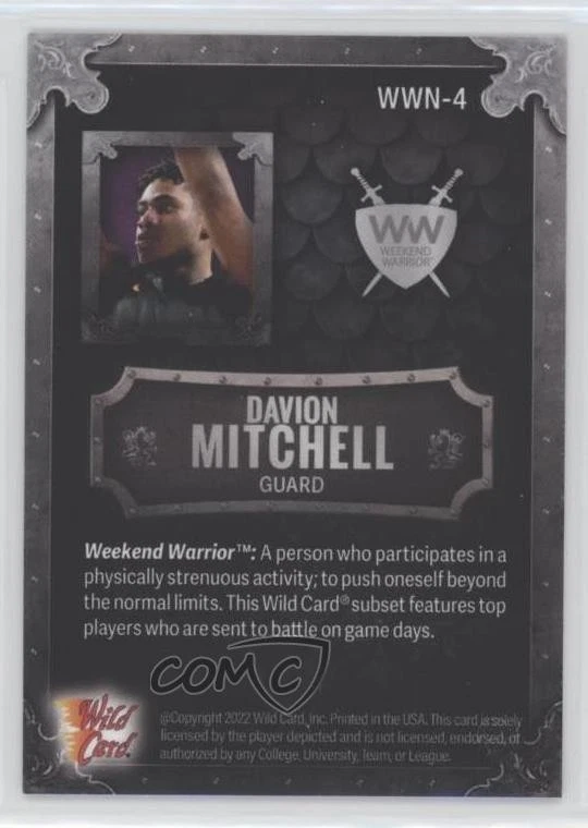 2022 Wild Card MATTE National Convention /25 Davion Mitchell #WWN-4 Shield - Image 2 of 2