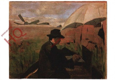 Ansichtskarte::Piet Mondriaan, Künstler arbeitet draußen [Kunst unbegrenzt]