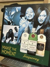 VTG 1990's Tanqueray Gin Large Tin In-Store Advertising Sign 22" x 22" Easelback