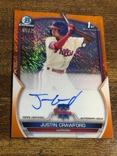 JUSTIN CRAWFORD 2023 Bowman #CPA-JC Phillies 1st Orange Wave Refractor Auto /25
