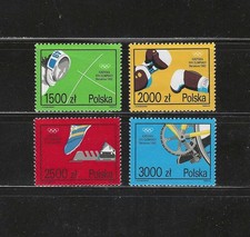 POLAND , 1992 , 92 SUMMER OLYMPICS , SPORTS , SET OF 4 STAMPS , PERF , MNH