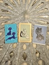 3 Vintage Cat Kitten Playing Cards, MCM, Midcentury, Kitty Swap Trade Cards