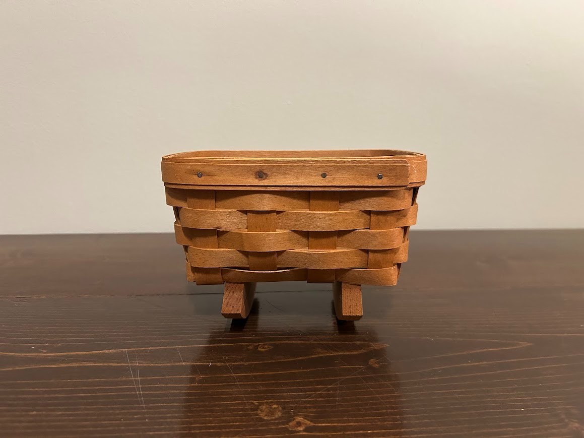 Longaberger 1993 Footed Candy Basket – Handwoven USA – Vintage Footed Base