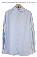 Suitsupply Men's Formal Shirt 43/17 Extra Slim Blue Pure Cotton Striped Shirt