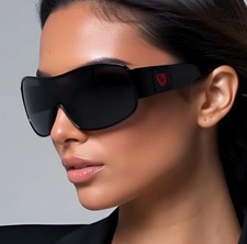 Fashion Sunglasses For Women Wraparound Dark Black Lens Sun Protection UV400 New