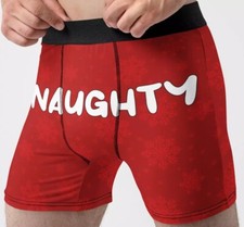 Christmas Underwear Mens Medium 32-34 Naughty  Fun Boxer Briefs Underwear Gift