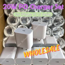 For iPhone15 16 17 Android Samsung 20W PD USB C Fast Charge Cube TypeC Cable Lot