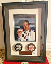 Gretzky-Howe Autographed Pucks Upper Deck Shadow Box JSA Cert