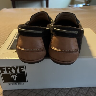 Frye Tie Suede Driving Loafers Brown Suede Excellent Cond 