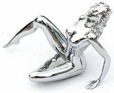 Hood Ornament Chrome Posing Sitting Lady Chrome Die Cast 6 1/4" Tall GG#48420