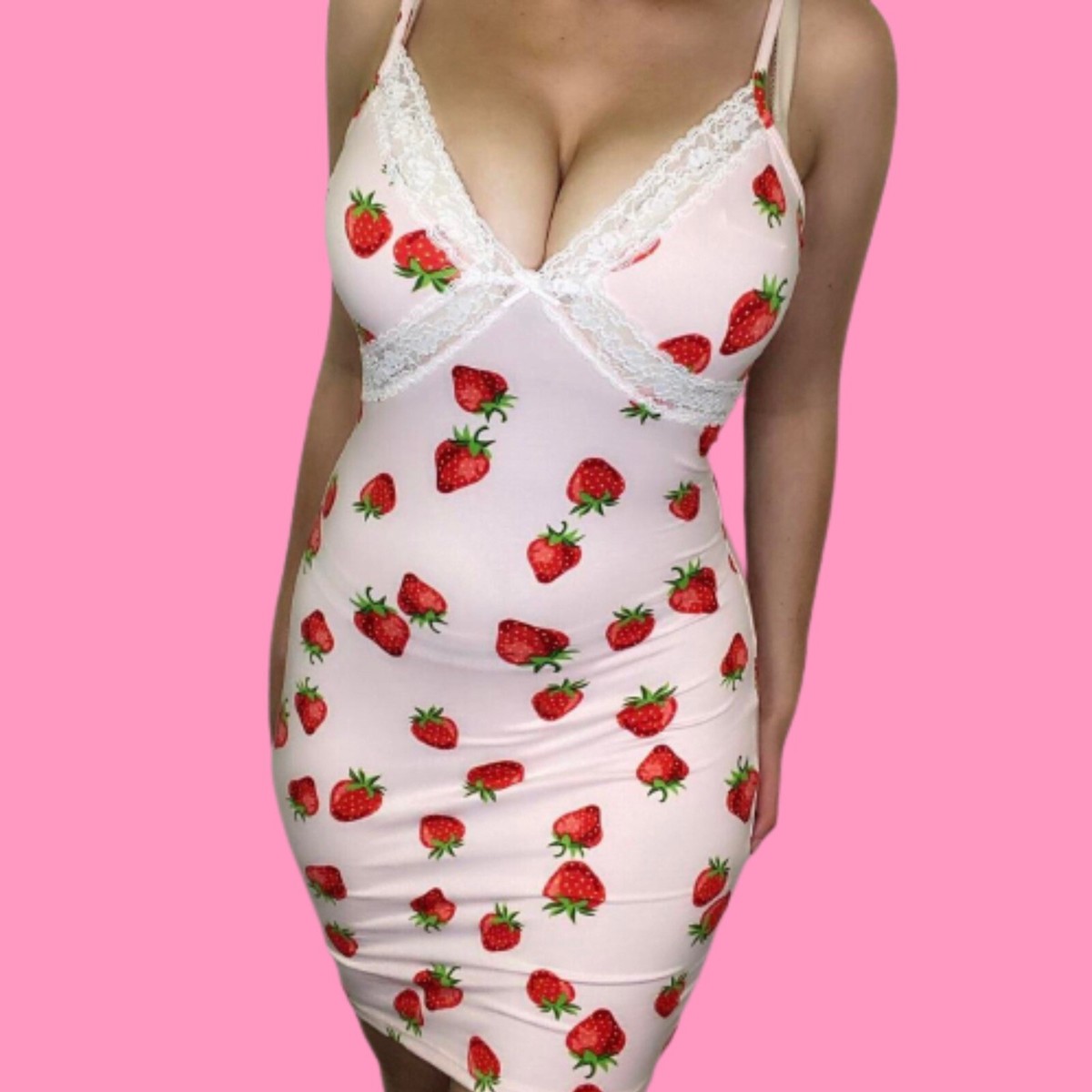 strawberry bodycon dress Our Strawberry Print Bodycon Dress is such a vibe