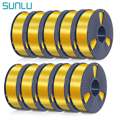 SUNLU 1,75mm PLA+ SILK 3D Drucker Filament 10*1KG Oberfläche Glatte Seiden Gold