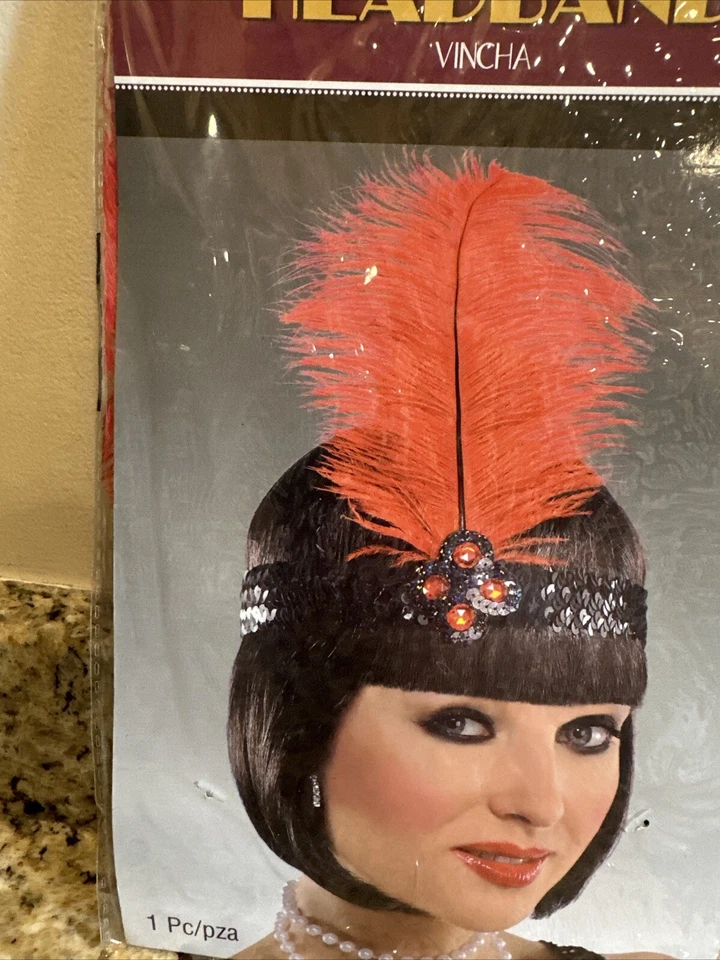 Diadema con pluma Gatsby Girl Roaring años 20 diadema aleta Foto 3 de 4