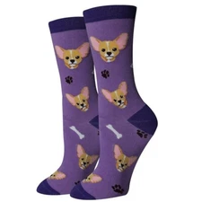 Chihuahua Unisex Crew Socks Adult Size 5-12 Sock Harbor Purple Dog Days Fashion