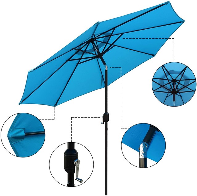 Abble Outdoor Patio Umbrella 9 Ft Stripe With Crank And Tilt Weather Resistant For Sale Online