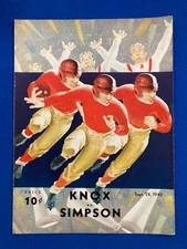 RARE 1940 KNOX vs. SIMPSON College Football Program Sept. 28 1940