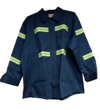Red Kap Men's Work Shirt Long Sleeve Hi Vis Reflective Navy Dark Blue 3XL NEW