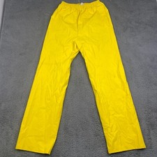 Columbia Waterproof PVC Nylon Rain Pants Mens Small Yellow Elastic Waist Fish