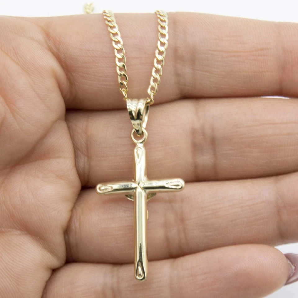 Collar Colgante Crucifijo Cruz Jesús 1 1/2" Oro Blanco Amarillo 10K Real Foto 2 de 4