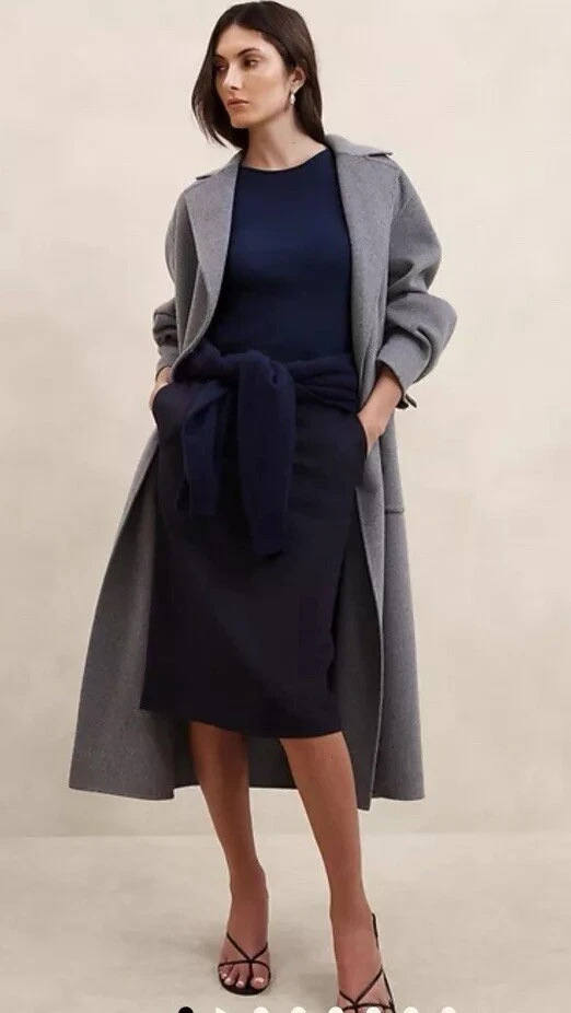 Falda lápiz de lana BANANA REPUBLIC Siena 14 AZUL MARINO NUEVA CON ETIQUETAS $140