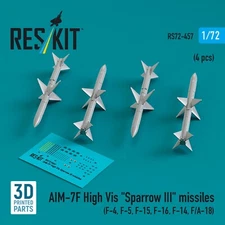 AIM-7F High Vis Sparrow III missiles 4pcs for Scale Model 1:72 ResKit RS72-0457