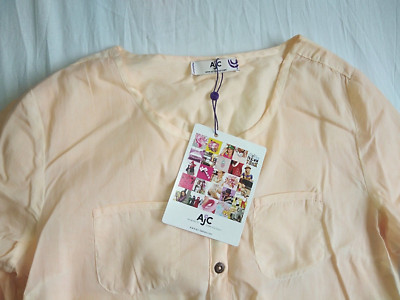 AJC Bluse Krempelbluse neu in 34 Baumwolle Orange/Lachs Langarm durchsichtig