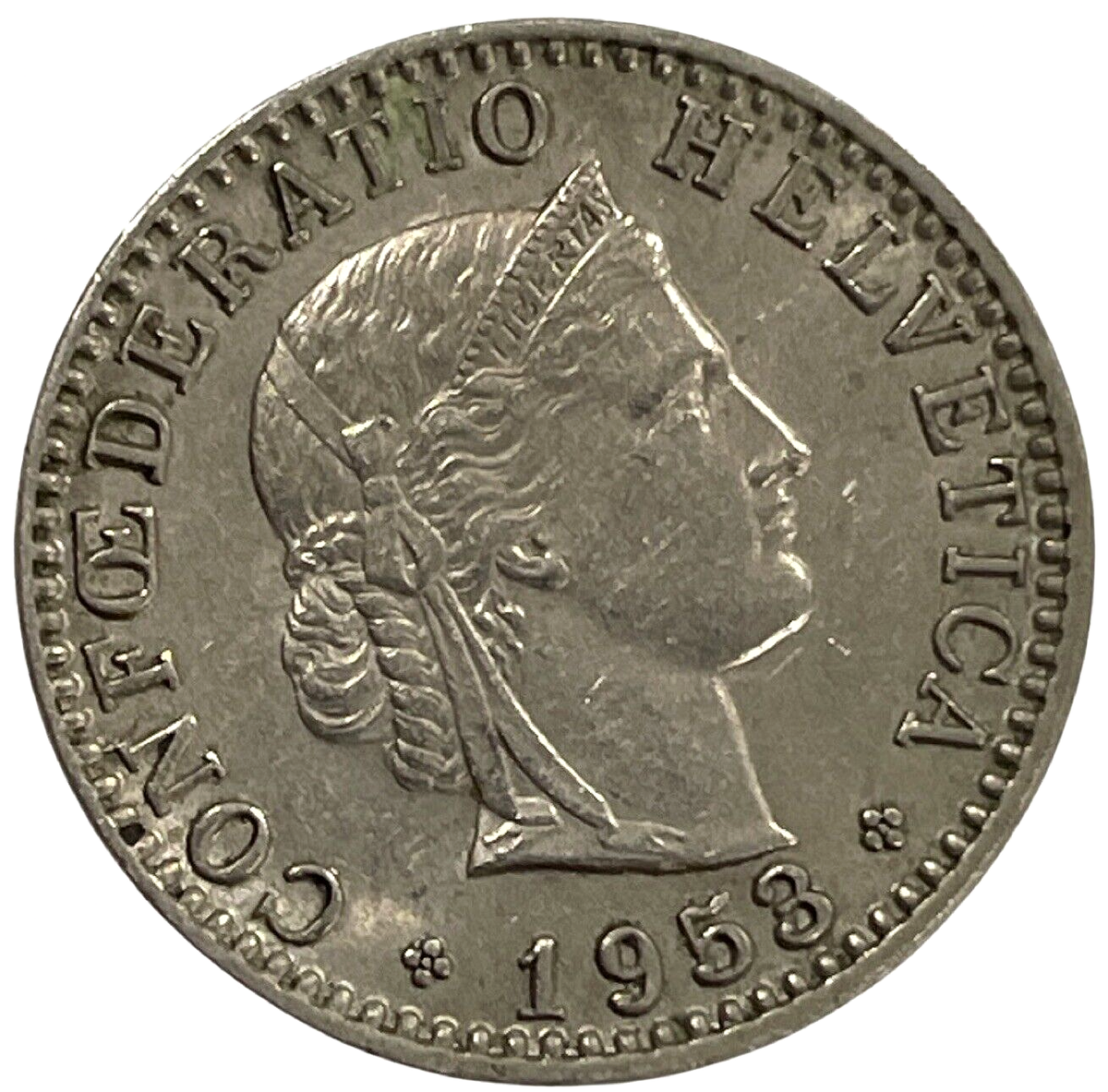 1953 B 20 Rappen Switzerland Swiss KM# 29a Helvetica World Coin