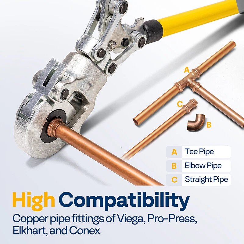 Copper Tube Fittings Crimping Tool w/ 1/2,3/4 & 1-inch Jaw Hydraulic Pipe Cutter - Image 4 of 4