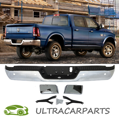 Chrome Steel Rear Bumper Assembly With Sensor Holes For 2009-2018 Dodge RAM 1500