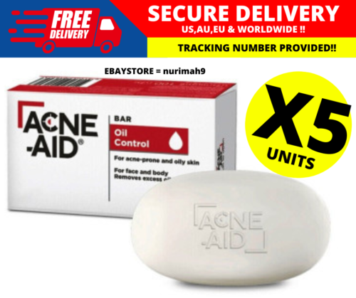 ACNE-AID Face & Body Soap Bar Oil Control 100g For Acne Prone and Oily Skin X 5
