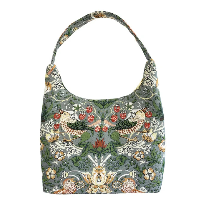 Signare Strawberry Thief Grey V&A Tapestry Hobo Slouch Shoulder Under Arm Bag